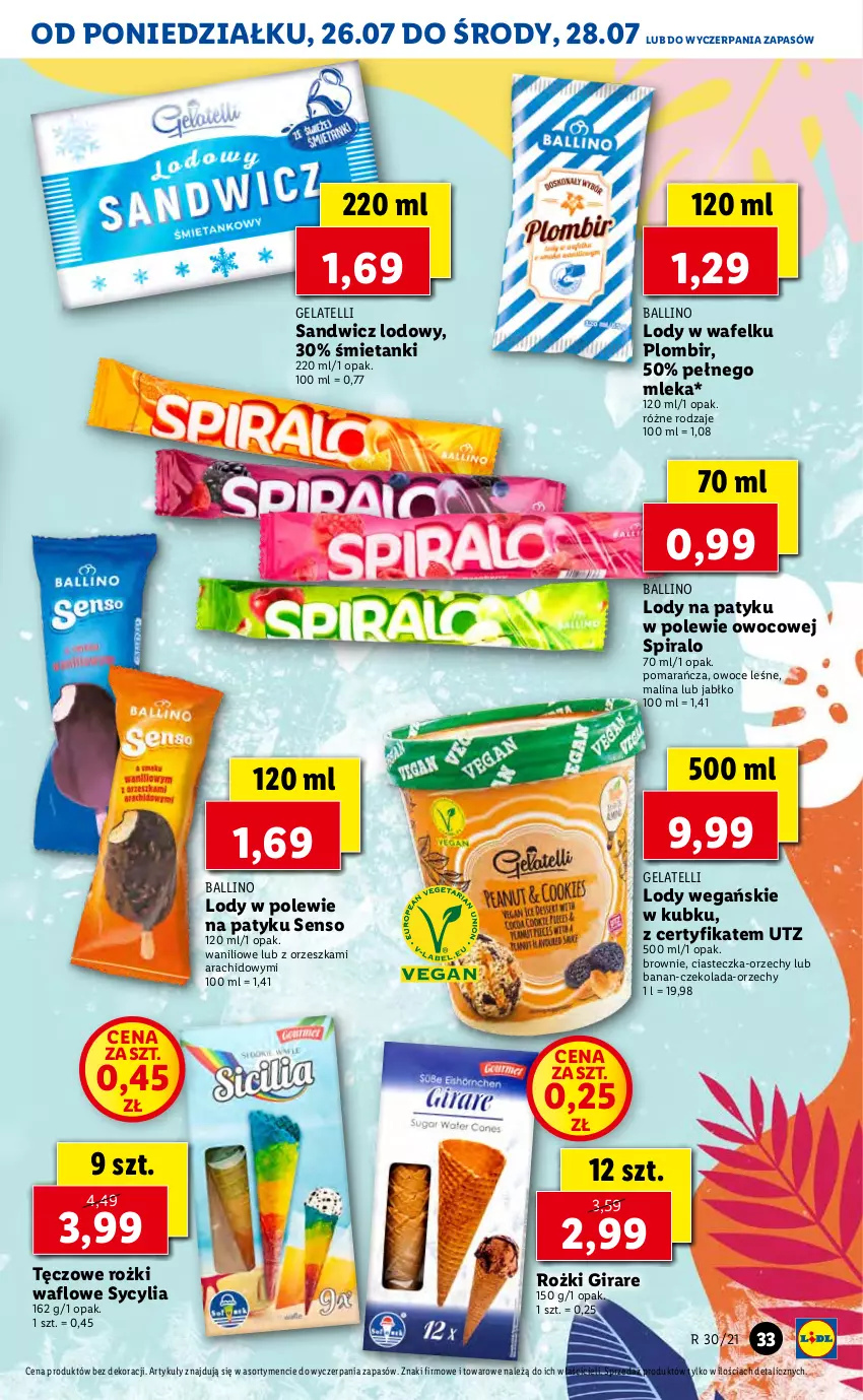 Gazetka promocyjna Lidl - GAZETKA - ważna 26.07 do 28.07.2021 - strona 33 - produkty: Brownie, Czekolada, Lody, Owoce