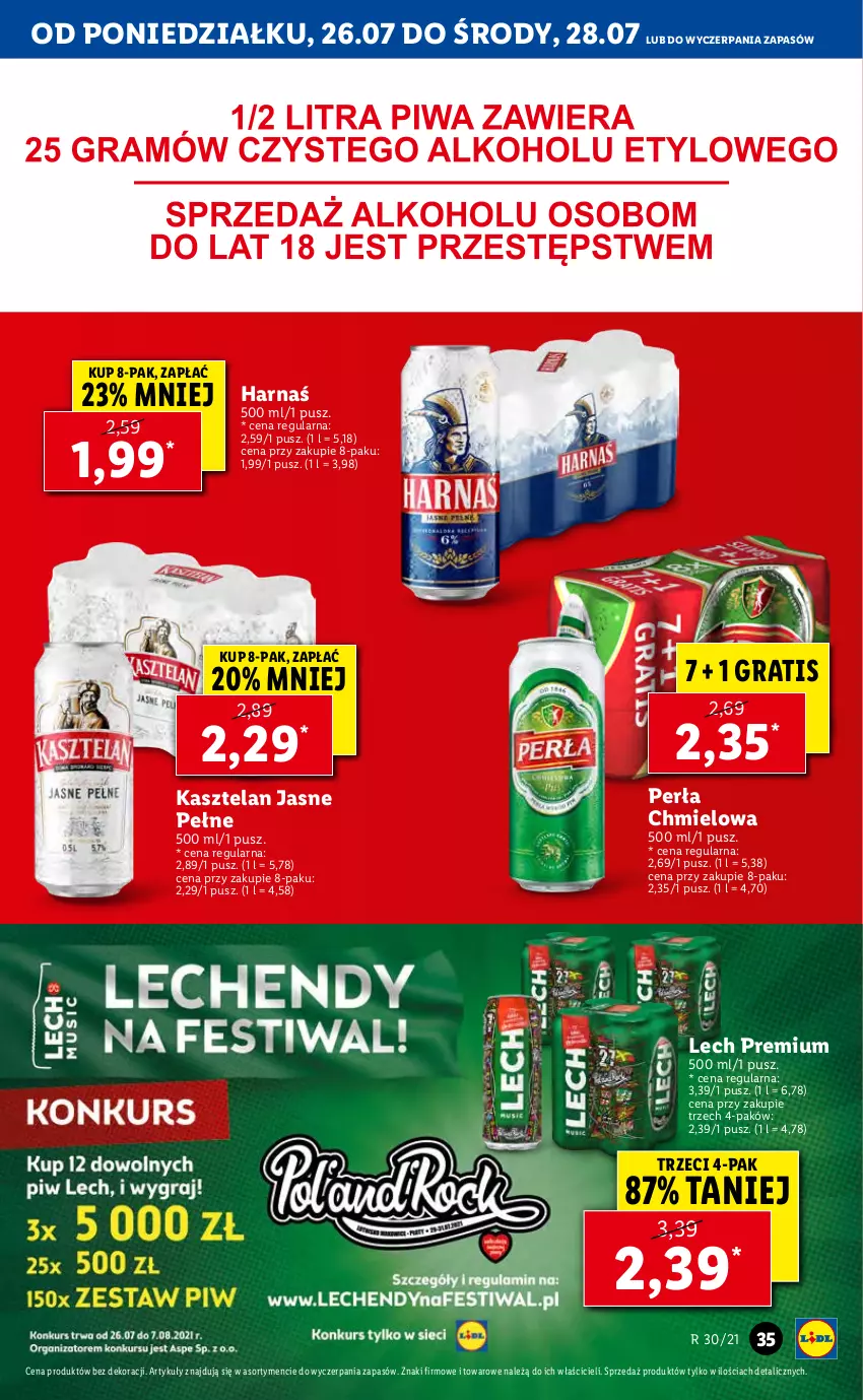 Gazetka promocyjna Lidl - GAZETKA - ważna 26.07 do 28.07.2021 - strona 35 - produkty: Gra, Harnaś, Kasztelan, Lech Premium, Perła