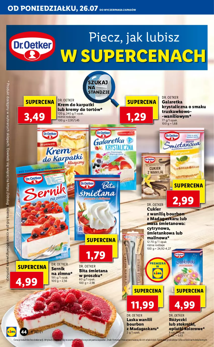 Gazetka promocyjna Lidl - GAZETKA - ważna 26.07 do 28.07.2021 - strona 44 - produkty: Bourbon, Cukier, Dr. Oetker, Gala, Galaretka, Karp, Krem do karpatki, Piec, Ser