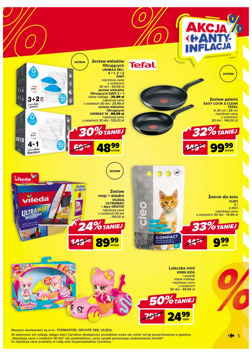 Gazetka promocyjna Carrefour - Gazetka Market - ważna 07.02 do 18.02.2023 - strona 5 - produkty: Fa, Mop, Pojazd, Rama, Tefal, Vileda, Wiadro