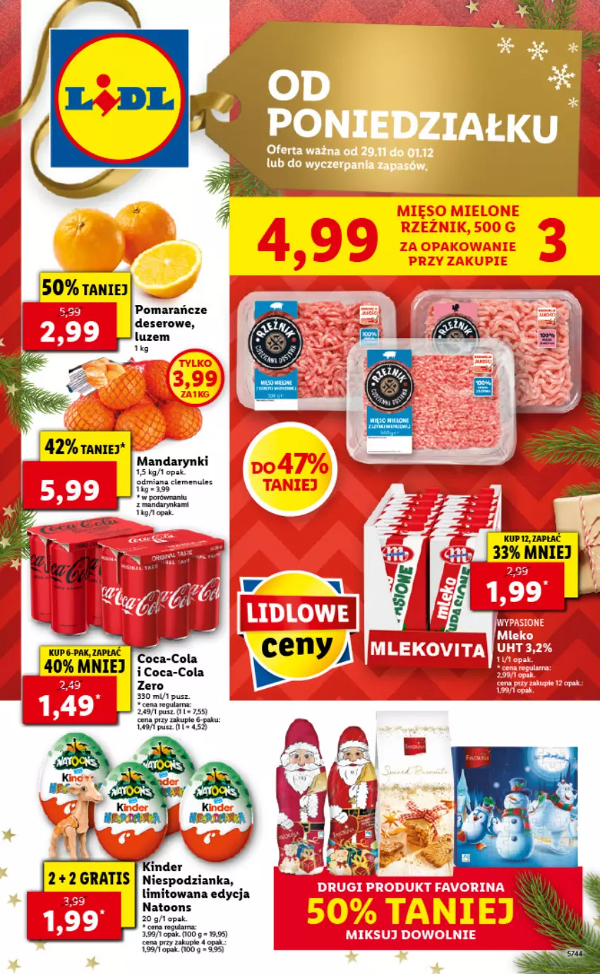 Gazetka promocyjna Lidl - GAZETKA - ważna 29.11 do 01.12.2021 - strona 1 - produkty: Coca-Cola, Deser, LG, Mandarynki, Pomarańcze, Ser
