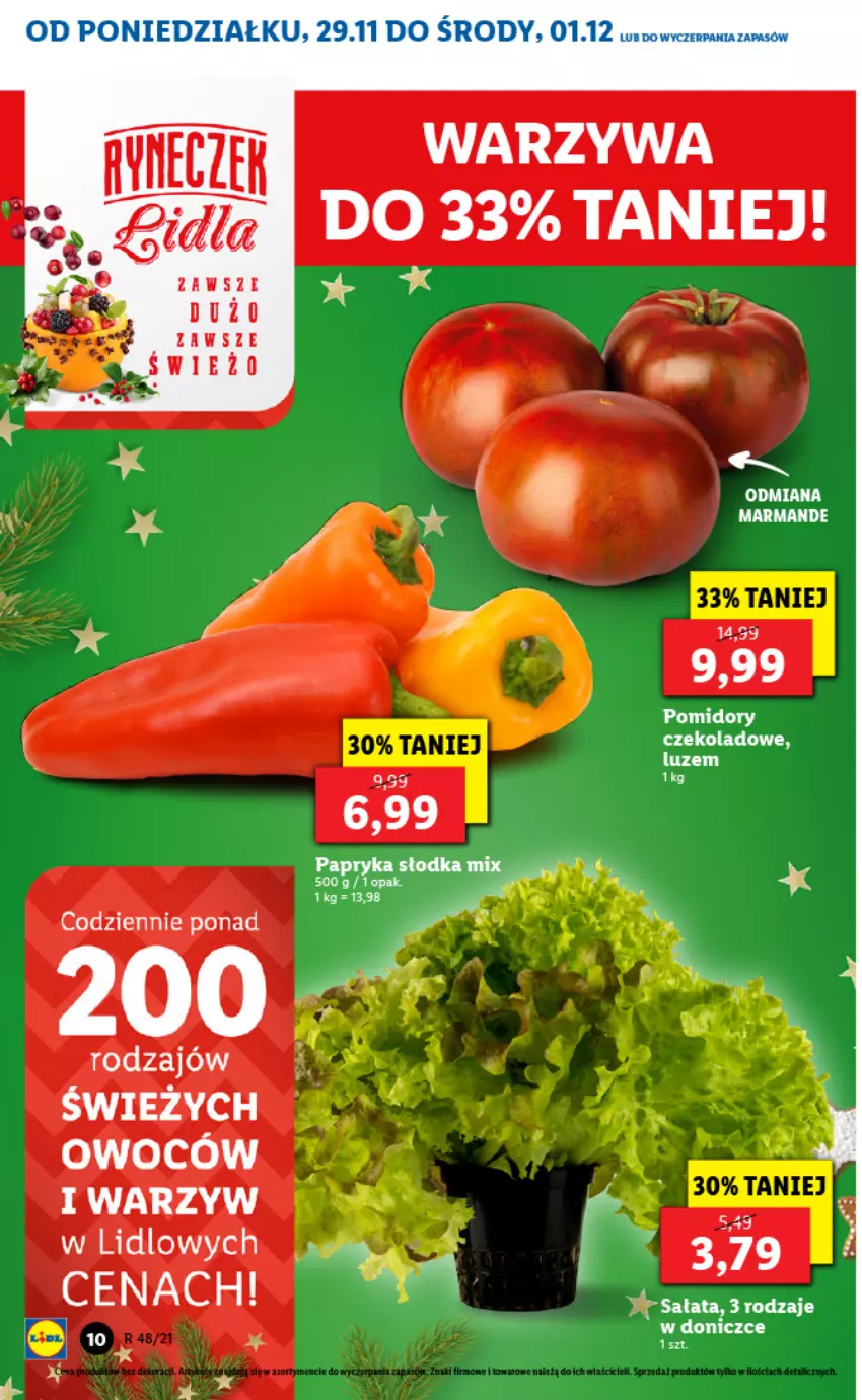 Gazetka promocyjna Lidl - GAZETKA - ważna 29.11 do 01.12.2021 - strona 10 - produkty: HP, Pomidory, Sałat, Warzywa