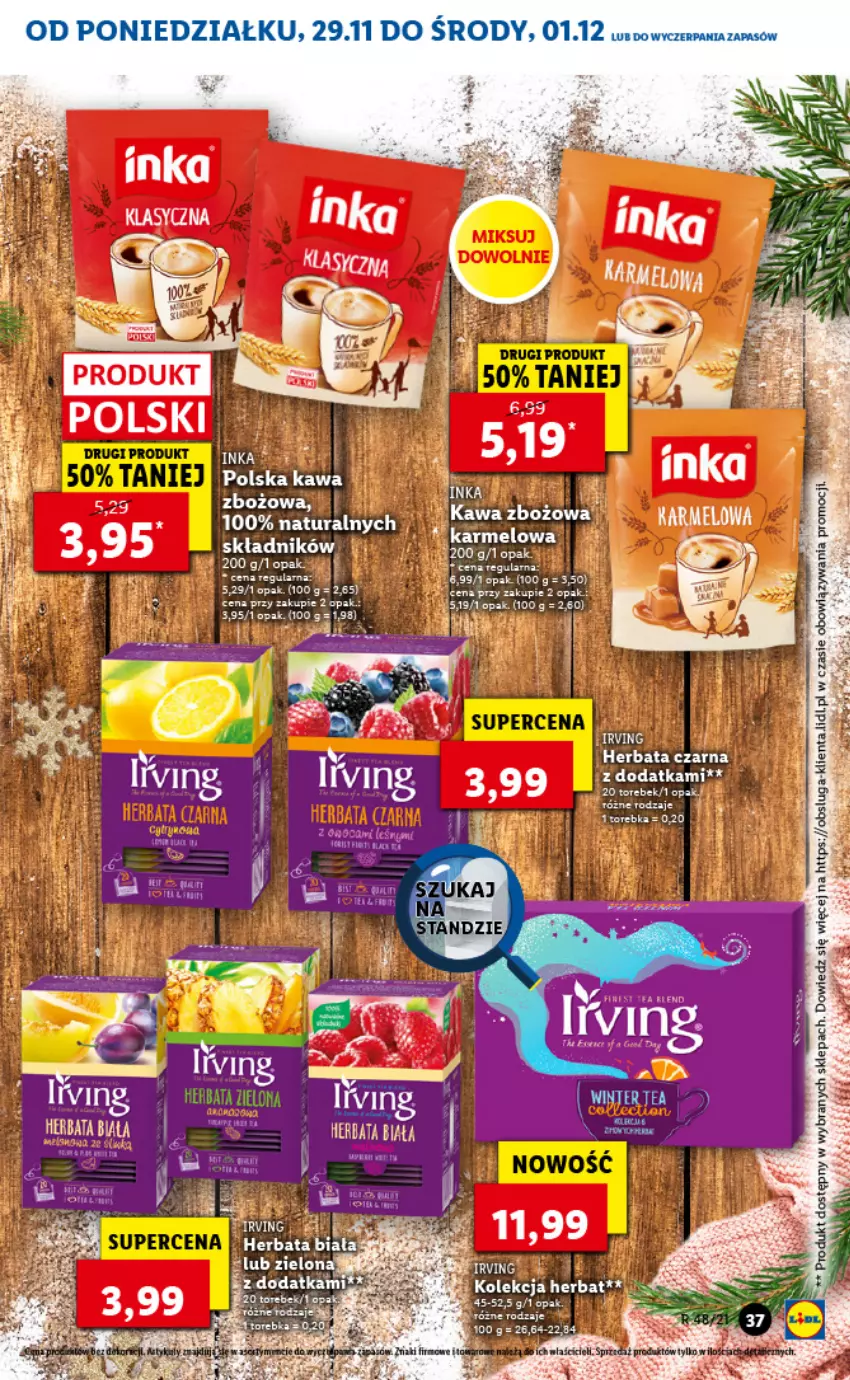 Gazetka promocyjna Lidl - GAZETKA - ważna 29.11 do 01.12.2021 - strona 37 - produkty: Herbata, Herbata czarna, Kawa