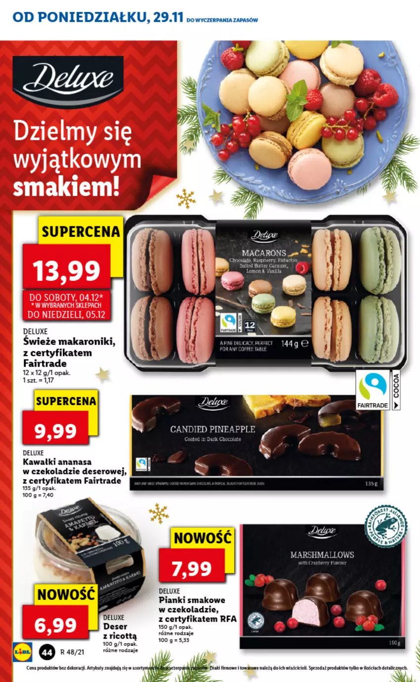 Gazetka promocyjna Lidl - GAZETKA - ważna 29.11 do 01.12.2021 - strona 44 - produkty: Ananas, Bell, Deser, Fa, Kawa, Makaron, Mars, Marshmallows, Rum, Ser