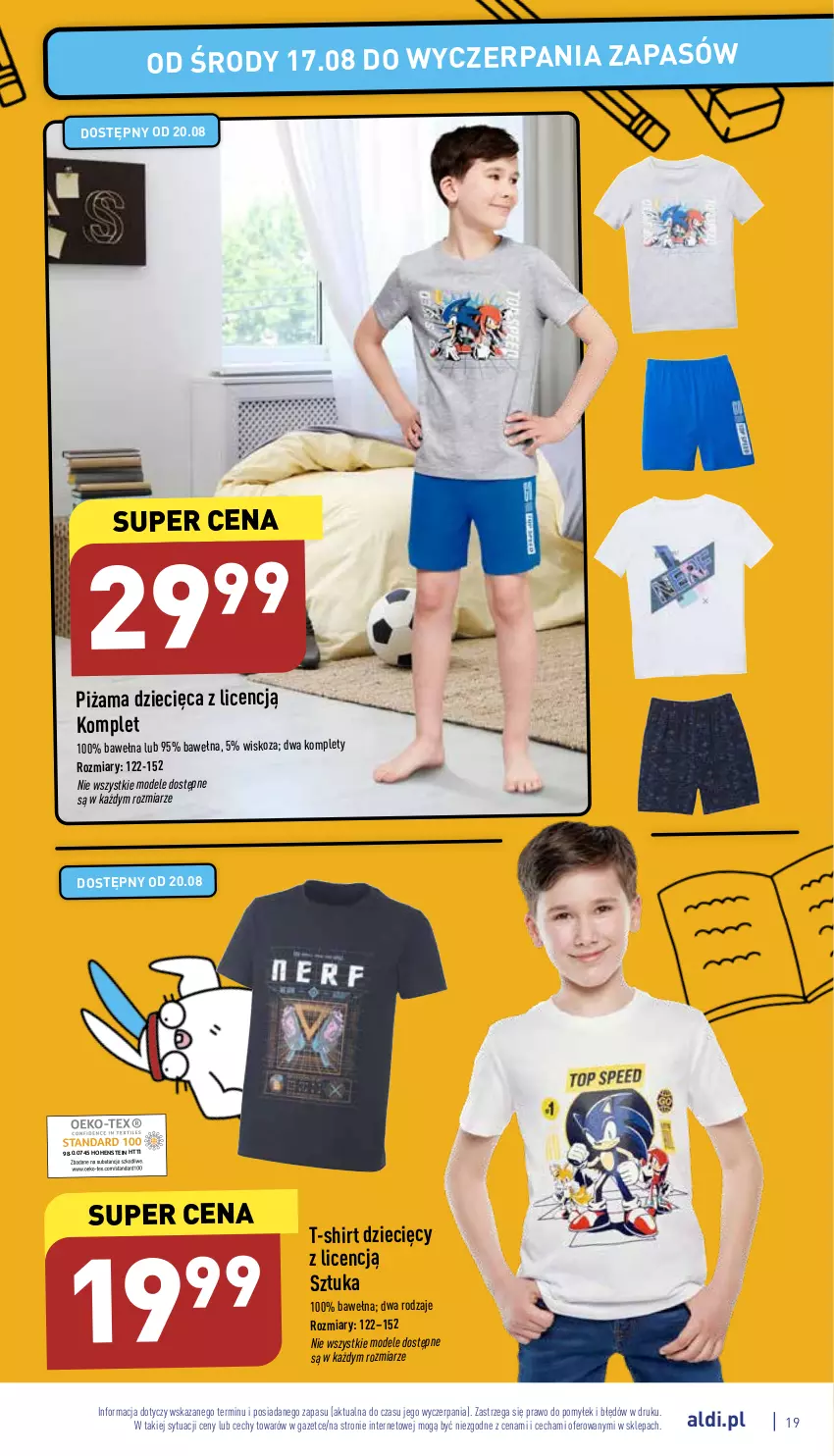 Gazetka promocyjna Aldi - COŚki idą do szkoły, sprawdź gazetkę - ważna 17.08 do 31.08.2022 - strona 19 - produkty: Dzieci, Piżama, T-shirt, Wełna