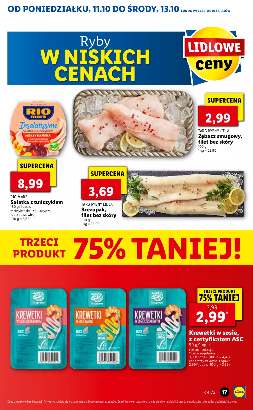 Gazetka promocyjna Lidl - GAZETKA - ważna 11.10 do 13.10.2021 - strona 17 - produkty: Krewetki, Rio Mare, Sałat, Sałatka, Sos, Tuńczyk, Zupa