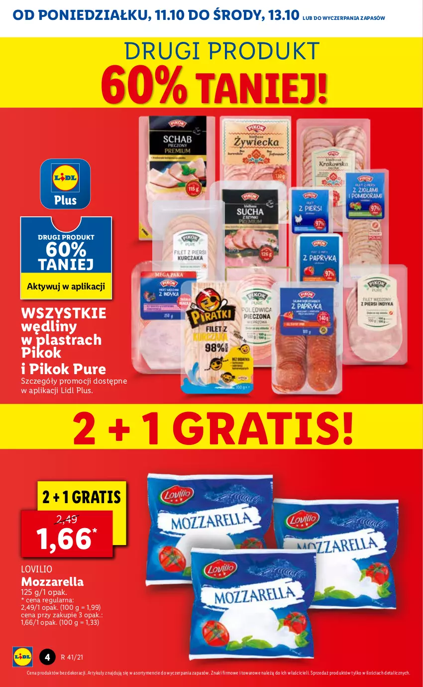 Gazetka promocyjna Lidl - GAZETKA - ważna 11.10 do 13.10.2021 - strona 4 - produkty: Gra, Lovi, Mozzarella, PIKOK, Pur