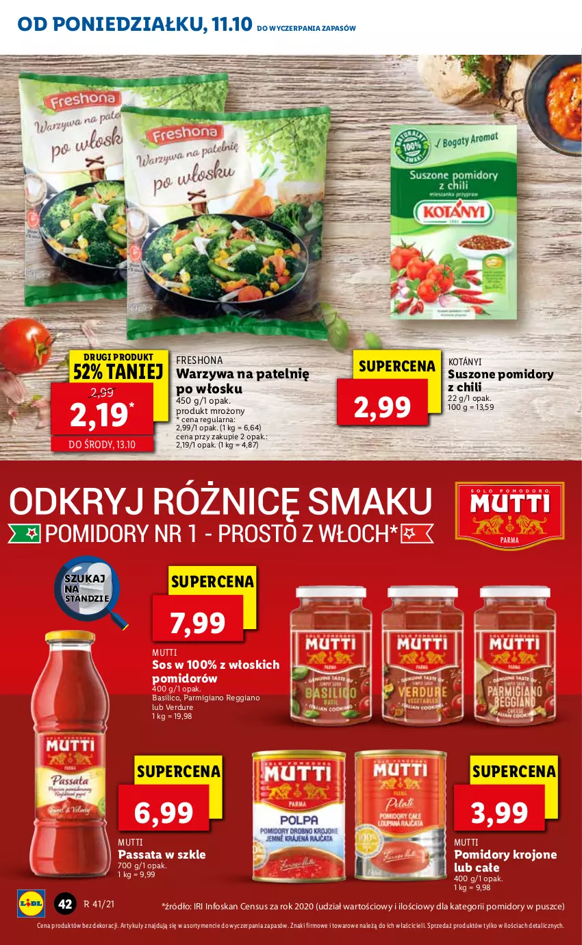 Gazetka promocyjna Lidl - GAZETKA - ważna 11.10 do 13.10.2021 - strona 42 - produkty: Kotányi, Pomidory, Pomidory krojone, Sos, Suszone pomidory, Warzywa