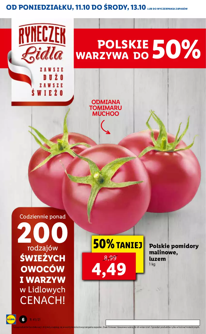 Gazetka promocyjna Lidl - GAZETKA - ważna 11.10 do 13.10.2021 - strona 6 - produkty: Pomidory, Warzywa