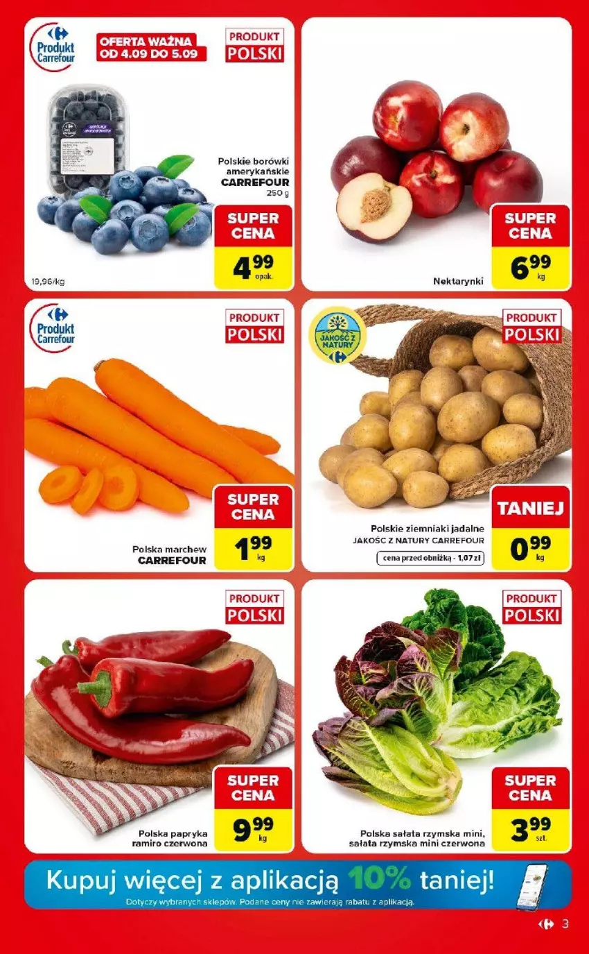 Gazetka promocyjna Carrefour - Gazetka Market w SUMIE eksptrsowe zakupy - ważna 01.09 do 07.09.2026 - strona 3 - produkty: Nektar, Papryka, Sałat, Ziemniaki