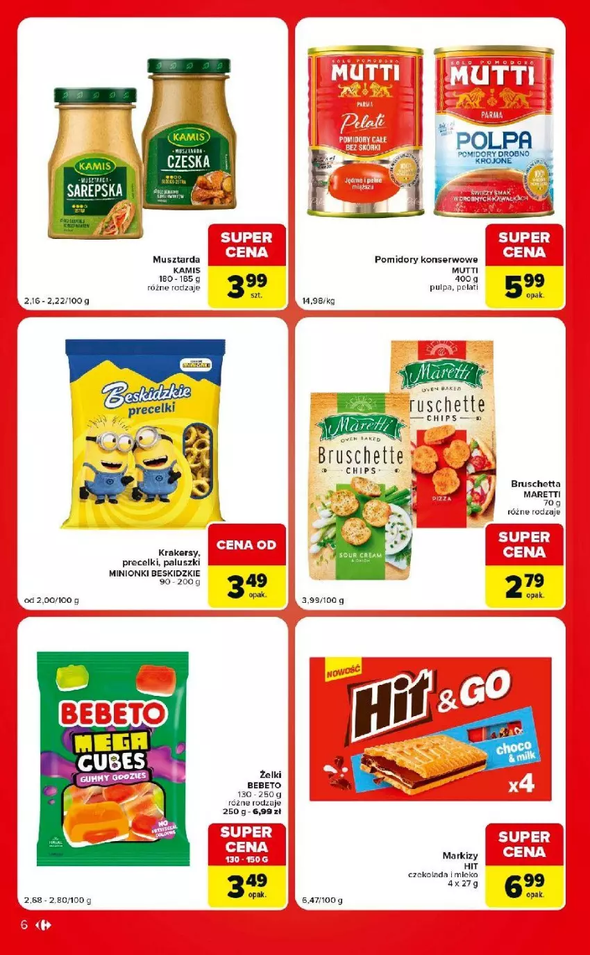 Gazetka promocyjna Carrefour - Gazetka Market w SUMIE eksptrsowe zakupy - ważna 01.09 do 07.09.2026 - strona 6 - produkty: Beskidzki, Czekolada, Kamis, Mleko, Mus, Musztarda, Pomidory, Precelki, Ser