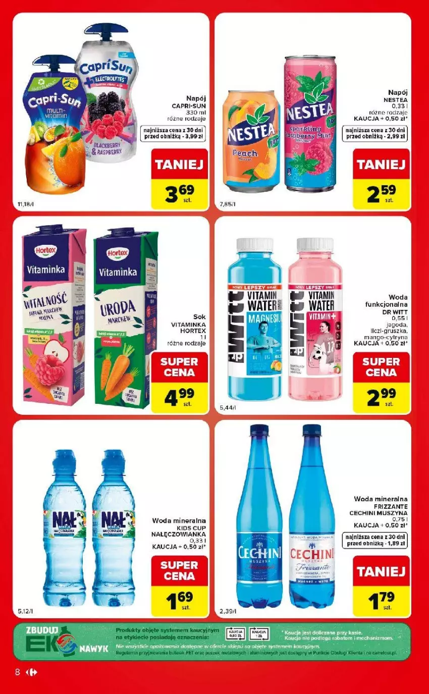Gazetka promocyjna Carrefour - Gazetka Market w SUMIE eksptrsowe zakupy - ważna 01.09 do 07.09.2026 - strona 8 - produkty: Fa, Hortex, Inka, Kret, Lack, Mango, Mus, Napój, Nestea, Sok, Szyna, Woda, Woda mineralna