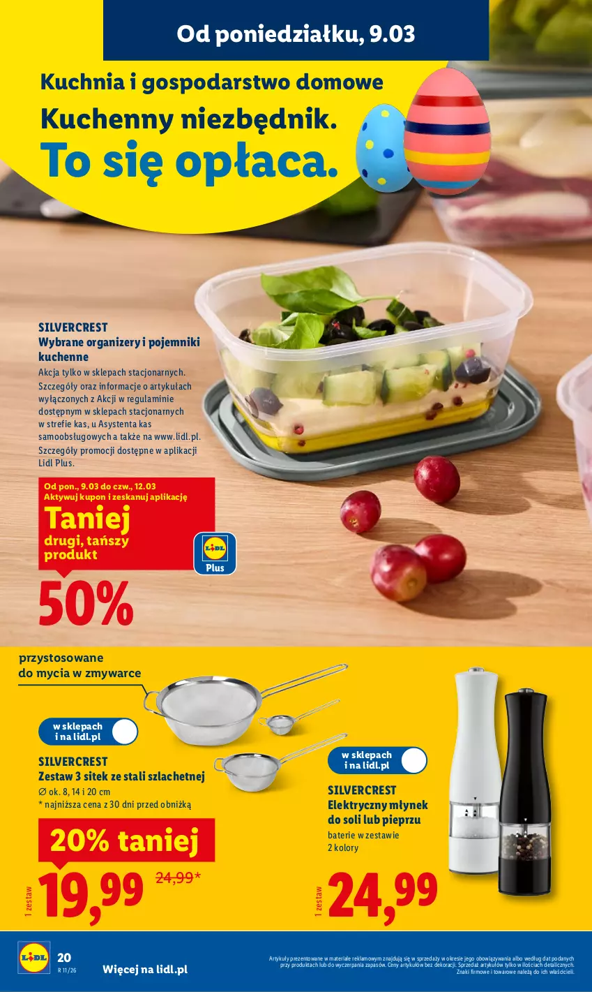 Gazetka promocyjna Lidl - Oferta ważna od 9.03 - ważna 09.03 do 14.03.2026 - strona 24 - produkty: Kuchnia, Młynek, Organizer, Pieprz, Pojemnik, Silvercrest