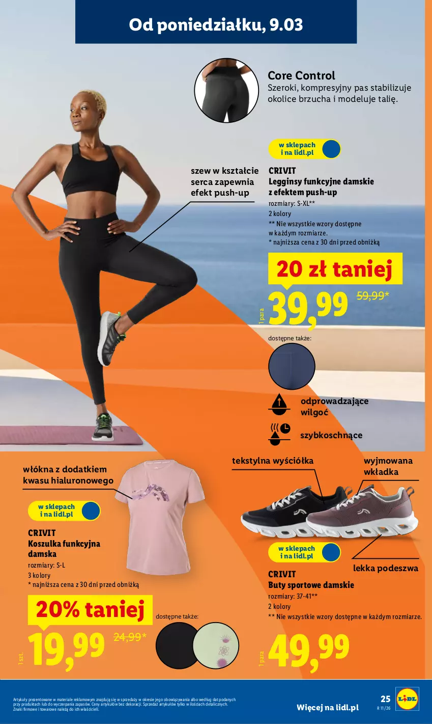 Gazetka promocyjna Lidl - Oferta ważna od 9.03 - ważna 09.03 do 14.03.2026 - strona 29 - produkty: Buty, Control, Gin, Kosz, Koszulka, Koszulka funkcyjna, Legginsy, LG, Por, Ser, Sport