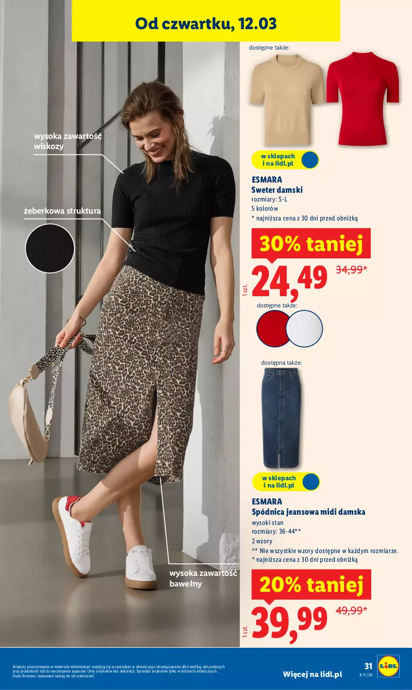 Gazetka promocyjna Lidl - Oferta ważna od 9.03 - ważna 09.03 do 14.03.2026 - strona 39 - produkty: Sok, Spódnica, Sweter