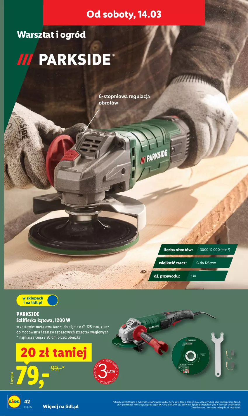 Gazetka promocyjna Lidl - Oferta ważna od 9.03 - ważna 09.03 do 14.03.2026 - strona 52 - produkty: Ogród, Parkside, Szlifierka, Szlifierka kątowa, Top