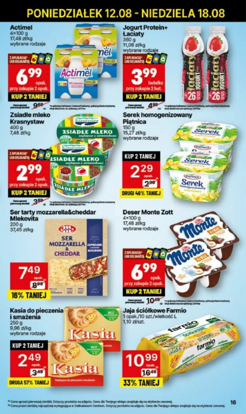 Gazetka promocyjna Delikatesy Centrum - ważna 12.08 do 14.08.2024 - strona 8 - produkty: Deser, Fa, Jaja, Kasia, LG, Monte, Piec, Rum, Ser, Serek, Serek homogenizowany, Zott