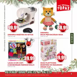Gazetka promocyjna Topaz - Gazetka - Gazetka - ważna od 31.12 do 31.12.2023 - strona 5 - produkty: Makaron, Zabawka, Szynka, Szyna, Maszynka, Lalka, Fa