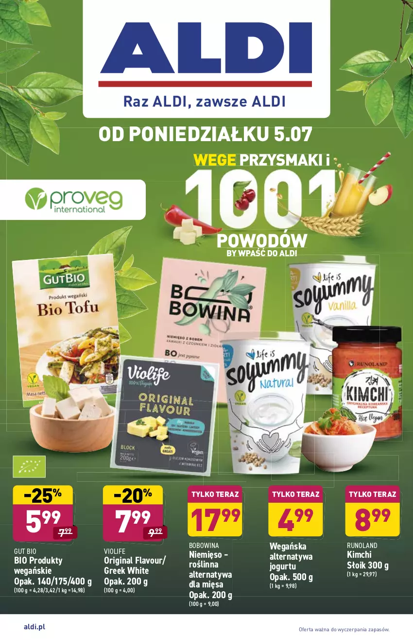 Gazetka promocyjna Aldi - WEGE PRZYSMAKI - ważna 05.07 do 10.07.2021 - strona 1 - produkty: Gin, Jogurt, Mięso, Przysmaki, Runoland, Tera