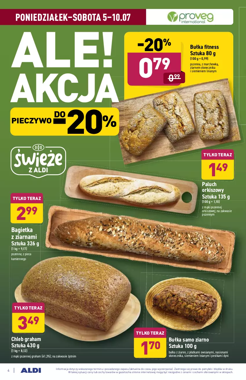 Gazetka promocyjna Aldi - WEGE PRZYSMAKI - ważna 05.07 do 10.07.2021 - strona 4 - produkty: Bagietka, Bułka, Bułka fitness, Chleb, Gra, Piec, Pieczywo, Tera