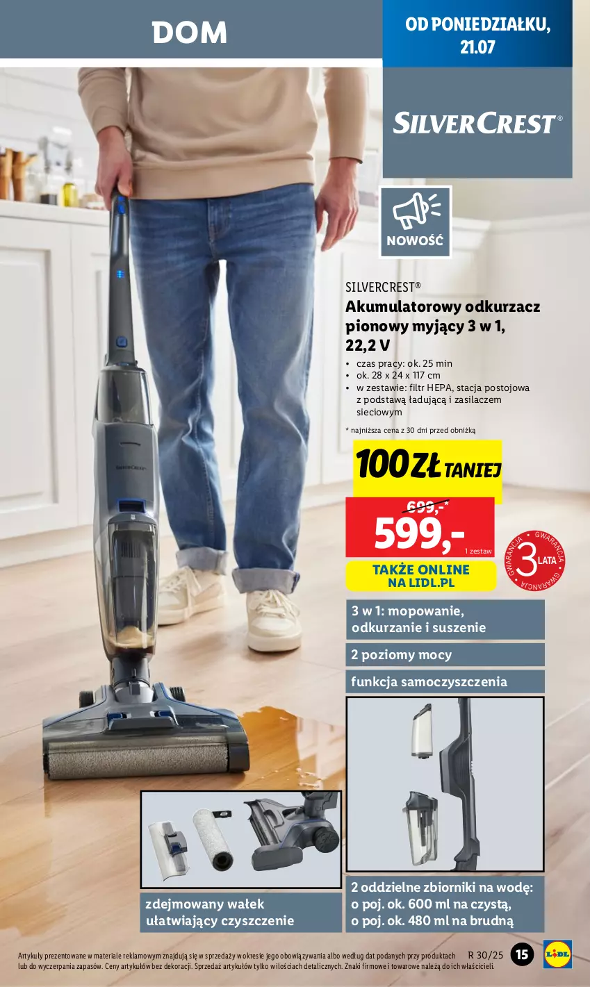 Gazetka promocyjna Lidl - GAZETKA - ważna 21.07 do 26.07.2025 - strona 15 - produkty: Akumulator, Mop, Odkurzacz, Silvercrest, Wałek