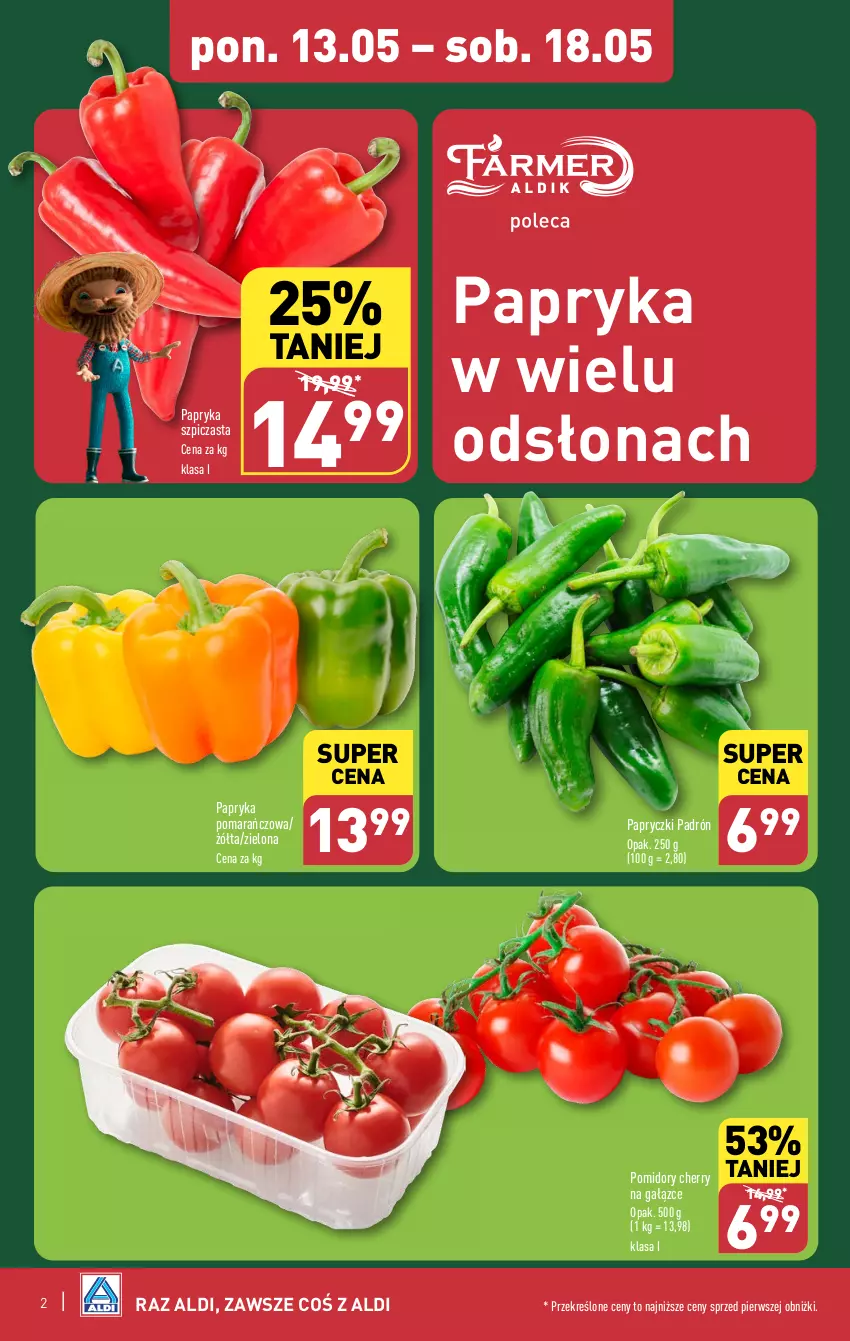 Gazetka promocyjna Aldi - Pełna oferta - ważna 13.05 do 18.05.2024 - strona 2 - produkty: Papryka, Pomidory, Szpic