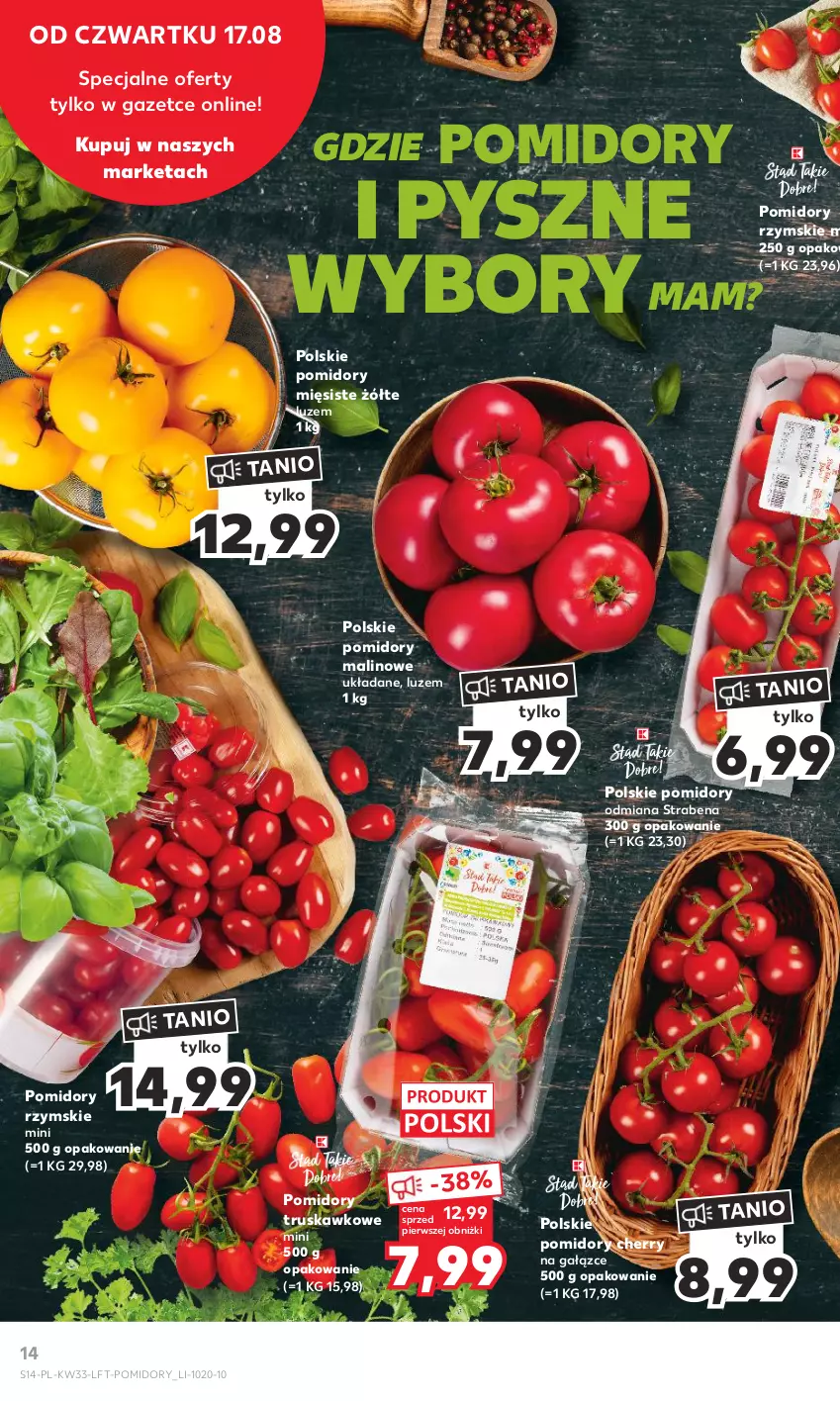 Gazetka promocyjna Kaufland - Gazetka tygodnia - ważna 17.08 do 23.08.2023 - strona 14 - produkty: Pomidory