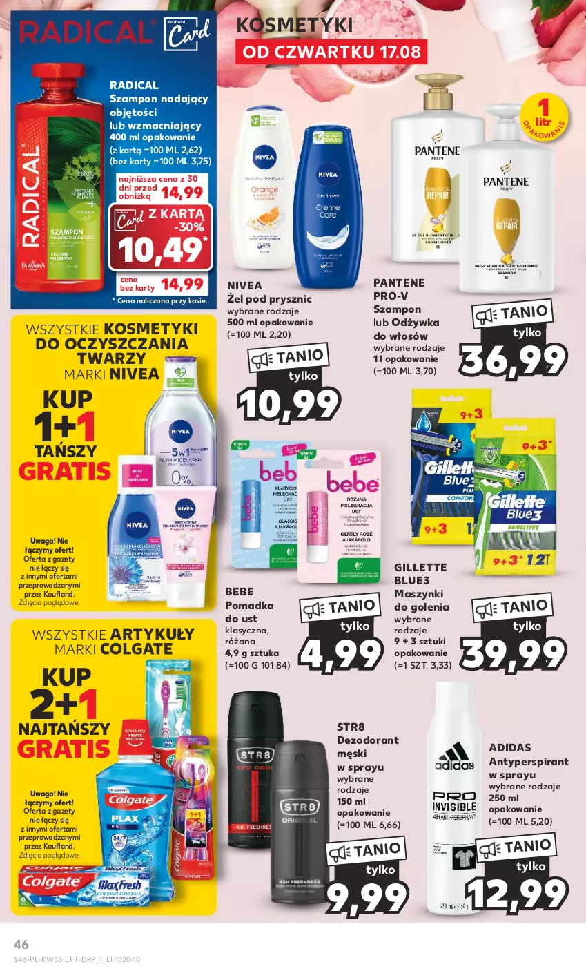 Gazetka promocyjna Kaufland - Gazetka tygodnia - ważna 17.08 do 23.08.2023 - strona 46 - produkty: Adidas, Antyperspirant, Colgate, Dezodorant, Gillette, Gra, LG, Nivea, Odżywka, Pantene, Róża, Str8, Szampon, Waga