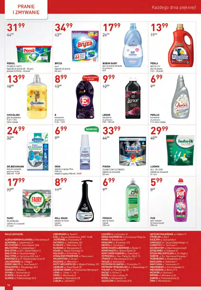 Gazetka promocyjna Drogerie Jawa - ważna 06.10 do 02.11.2022 - strona 16 - produkty: Bryza, Coccolino, Do mycia naczyń, Fa, Fairy, Finish, Frosch, Kapsułki do prania, Lenor, Ludwik, Perfum, Perła, Persil, Płyn do mycia, Płyn do prania, Pur, Tablet