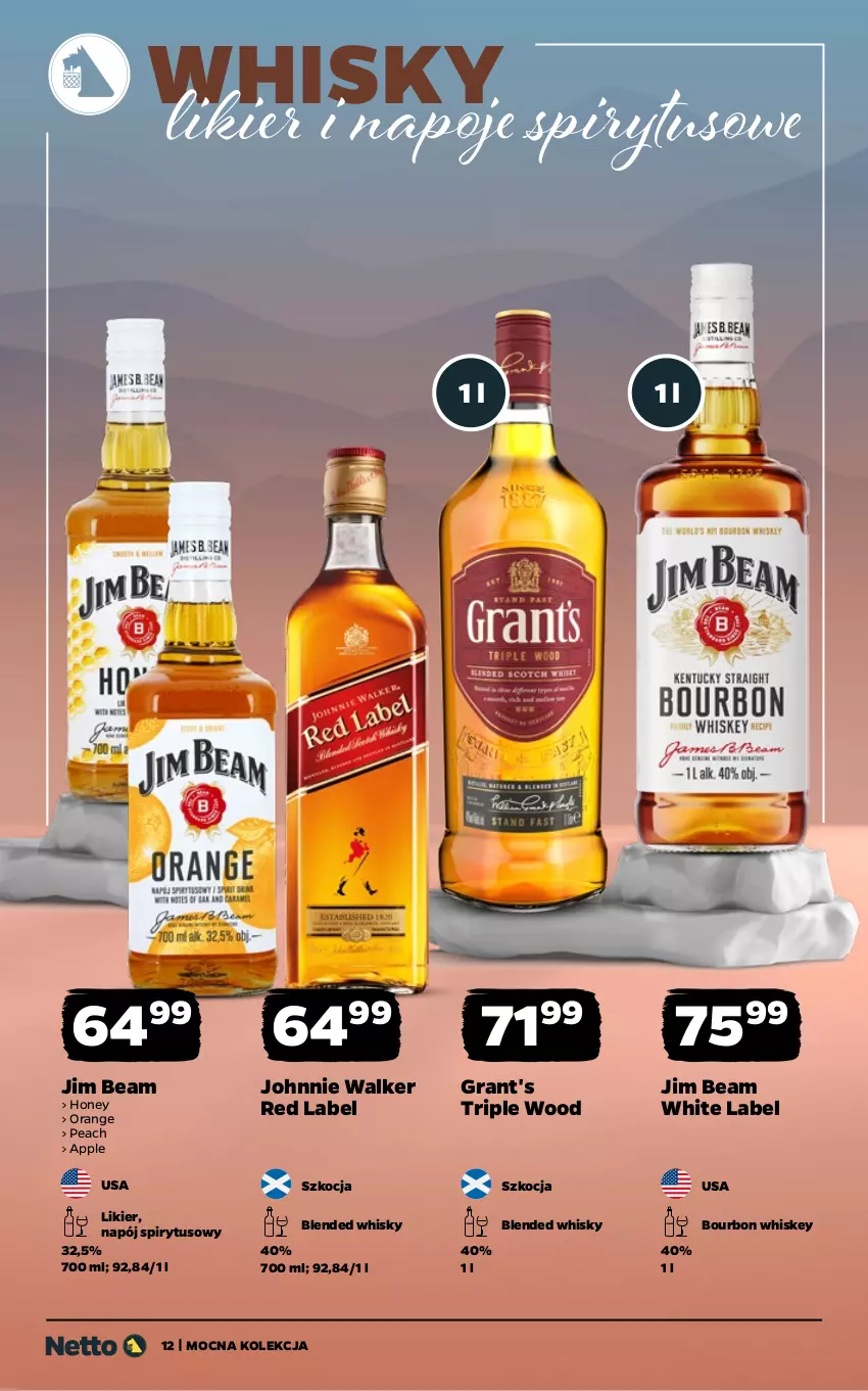 Gazetka promocyjna Netto - Alkohole - Mocne - ważna 24.11 do 07.12.2025 - strona 12 - produkty: Bourbon, Gra, Grant's, Jim Beam, Johnnie Walker, Koc, Likier, Napój, Napoje, Whiskey, Whisky