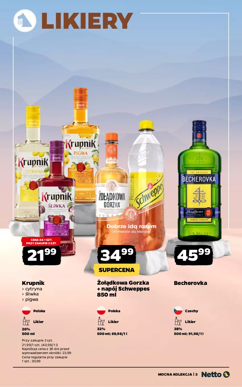 Gazetka promocyjna Netto - Alkohole - Mocne - ważna 24.11 do 07.12.2025 - strona 3 - produkty: Krupnik, Likier, Napój, Schweppes