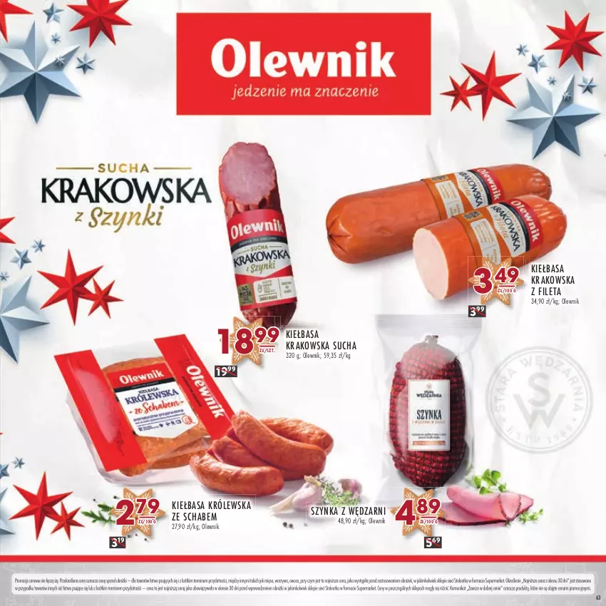 Gazetka promocyjna Stokrotka - Katalog Boże Narodzenie - ważna 14.12 do 27.12.2023 - strona 63 - produkty: Kiełbasa, Kiełbasa krakowska, Mięso, Olewnik, Owoce, Szynka, Warzywa