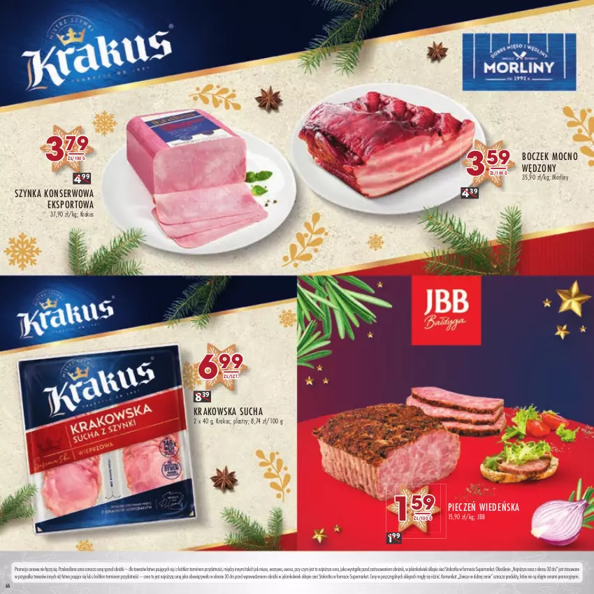 Gazetka promocyjna Stokrotka - Katalog Boże Narodzenie - ważna 14.12 do 27.12.2023 - strona 66 - produkty: Boczek, Krakus, Mięso, Morliny, Owoce, Piec, Por, Ser, Sport, Szynka, Szynka konserwowa, Warzywa