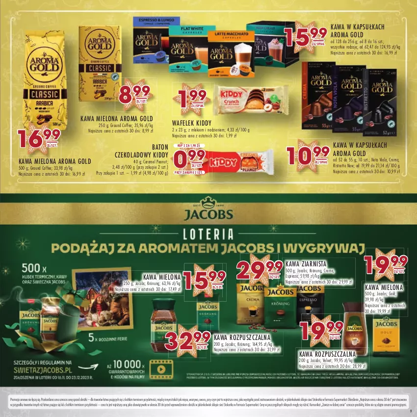 Gazetka promocyjna Stokrotka - Katalog Boże Narodzenie - ważna 14.12 do 27.12.2023 - strona 9 - produkty: Baton, Jacobs, Kawa, Kawa mielona, Kawa rozpuszczalna, Mięso, Owoce, Velvet, Wafelek, Warzywa