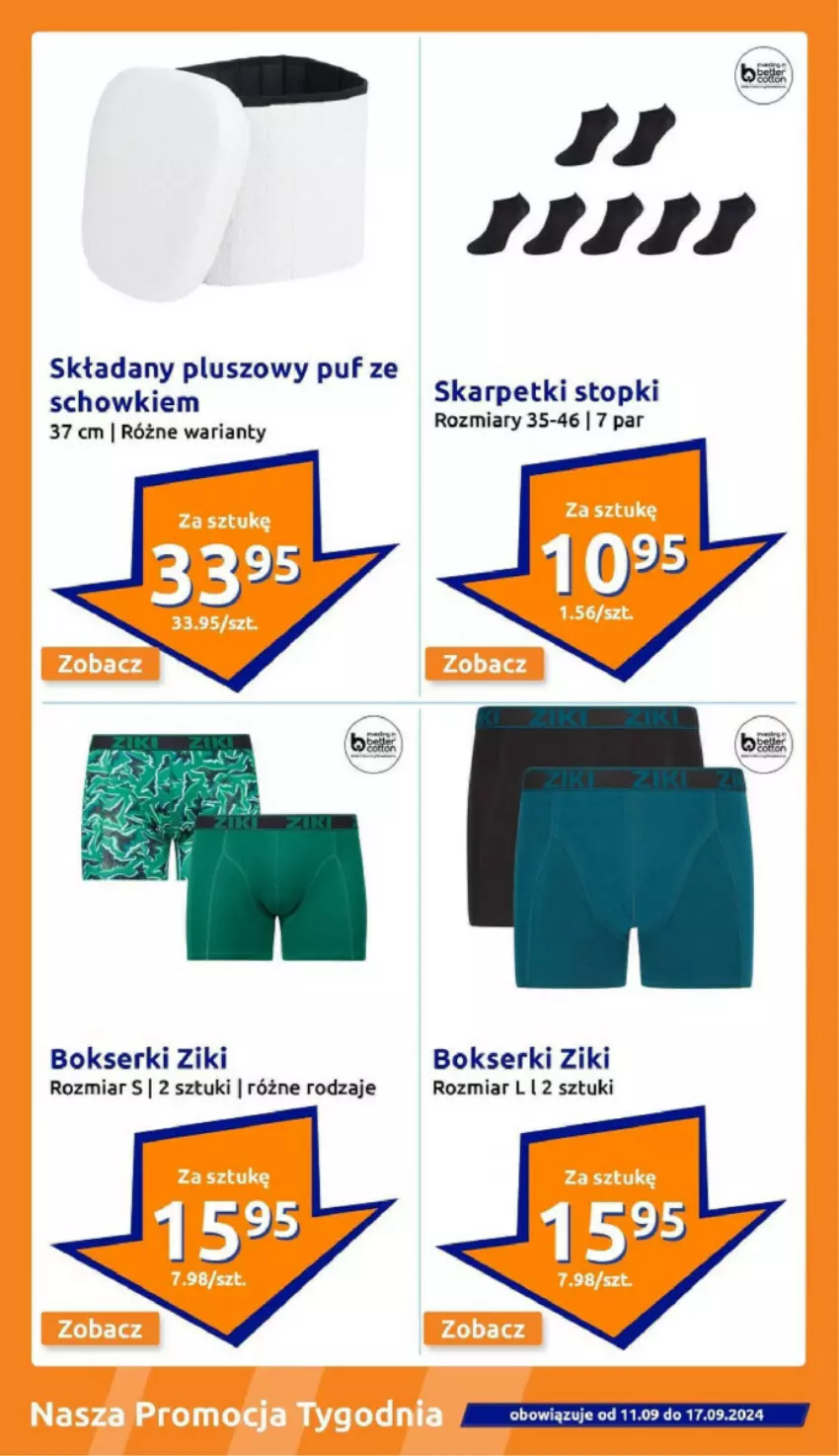 Gazetka promocyjna Action - ważna 11.09 do 17.09.2024 - strona 17 - produkty: Bokserki, Karp, Puf, Ser, Skarpetki, Top