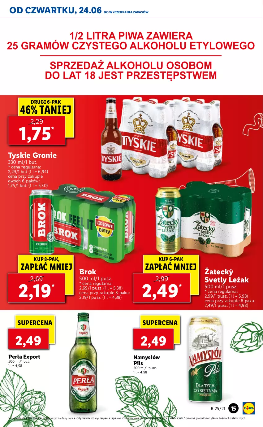 Gazetka promocyjna Lidl - GAZETKA - ważna 24.06 do 27.06.2021 - strona 15 - produkty: Namysłów, Perła, Por, Tyskie