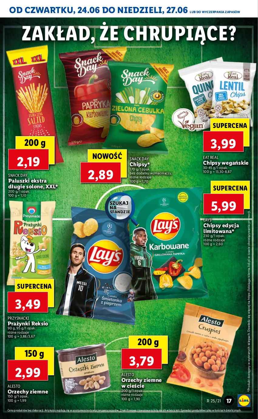 Gazetka promocyjna Lidl - GAZETKA - ważna 24.06 do 27.06.2021 - strona 17 - produkty: Chipsy, Przysnacki