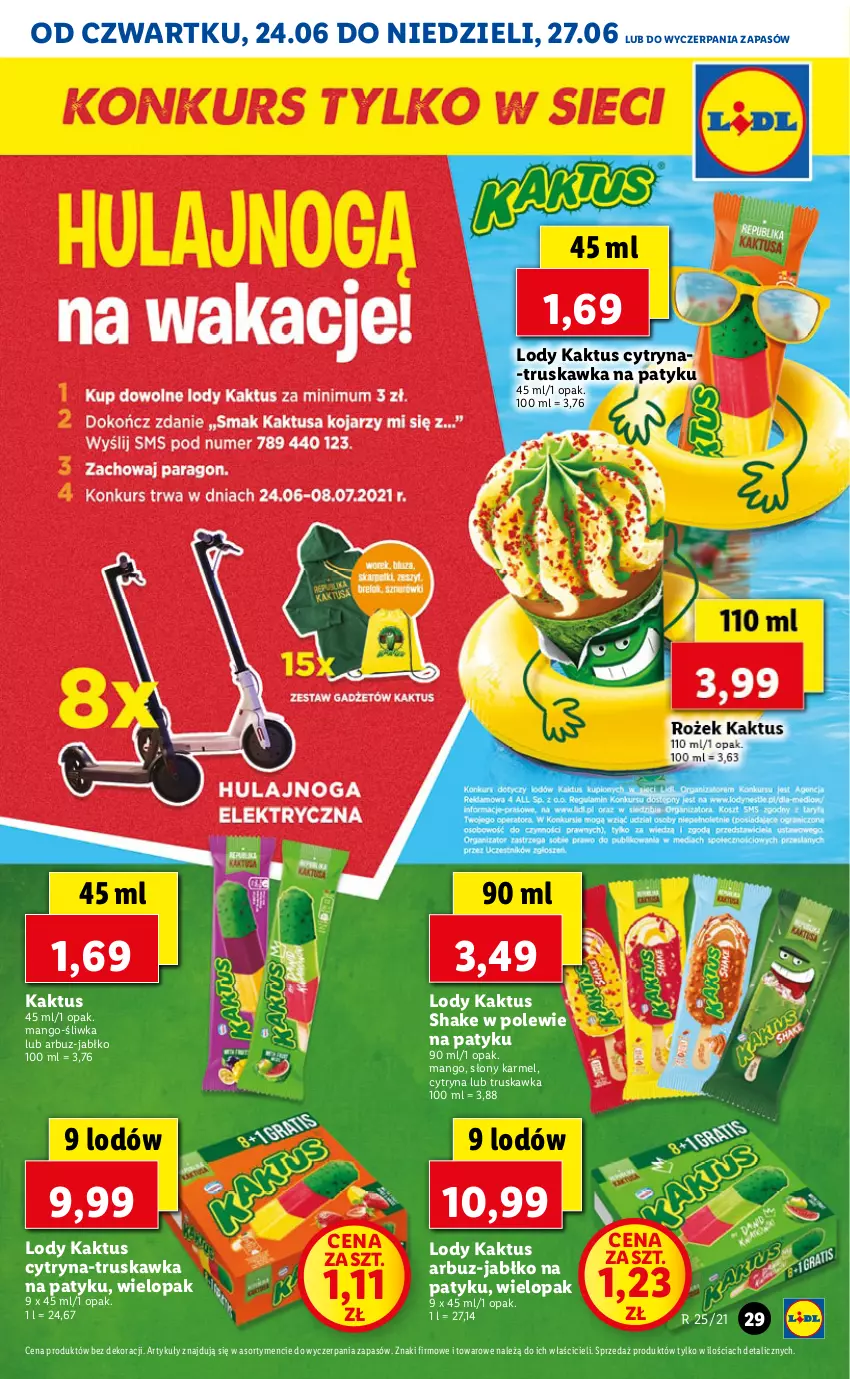 Gazetka promocyjna Lidl - GAZETKA - ważna 24.06 do 27.06.2021 - strona 29 - produkty: Arbuz, Kaktus, Lody, Mango