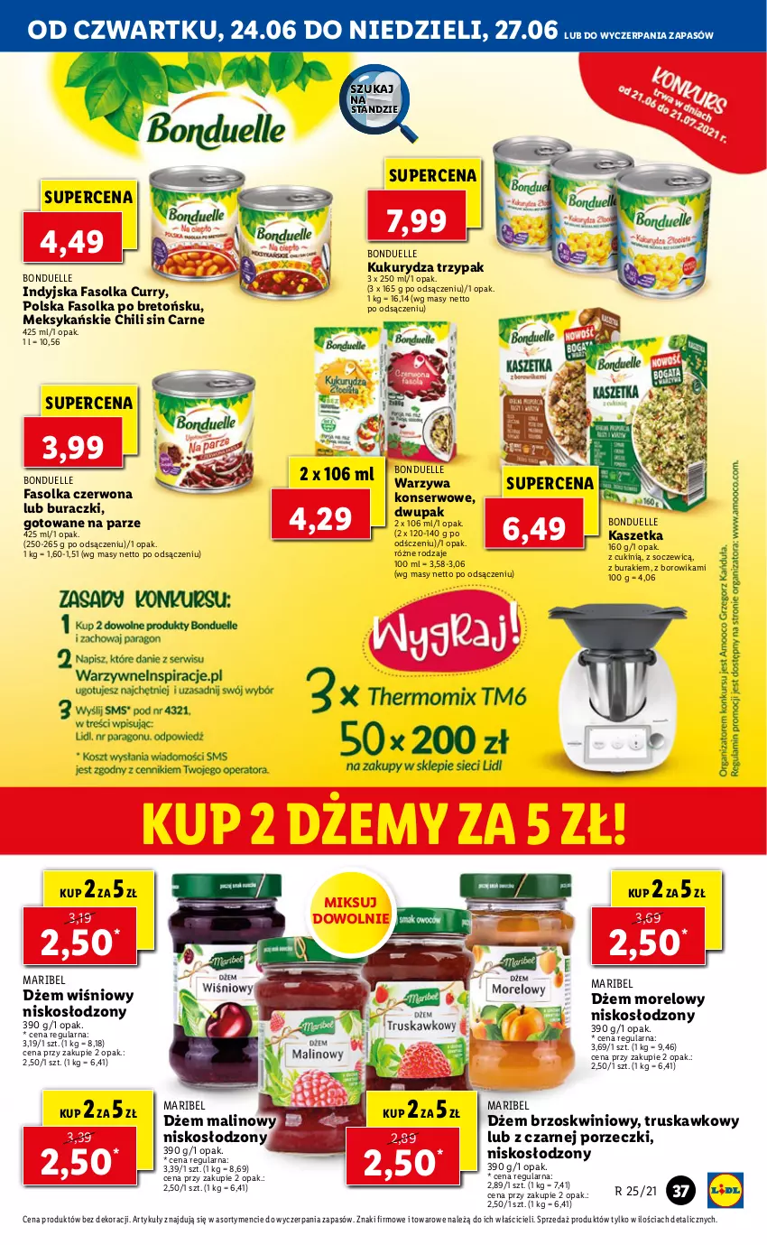 Gazetka promocyjna Lidl - GAZETKA - ważna 24.06 do 27.06.2021 - strona 37 - produkty: Bonduelle, Buraczki, Buraki, Dżem, Fa, Kaszetka, Kukurydza, Por, Ser, Warzywa, Warzywa konserwowe