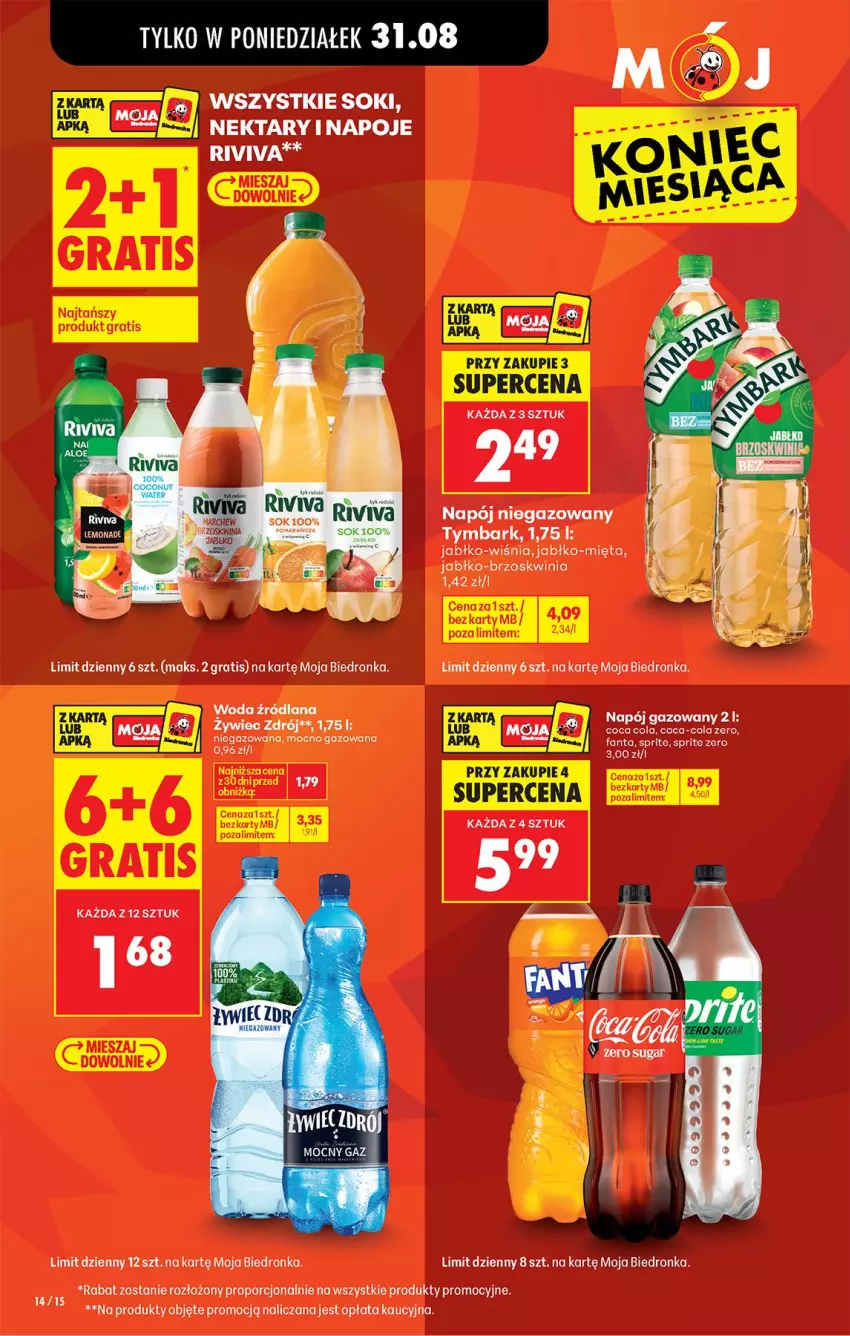 Gazetka promocyjna Biedronka - Od Poniedziałku - ważna 31.08 do 05.09.2026 - strona 14 - produkty: Fa, Fanta, LANA, Mięta, Napój, Napój gazowany, Napój niegazowany, Napoje, Nektar, Ocet, Por, Sprite, Tymbark, Woda