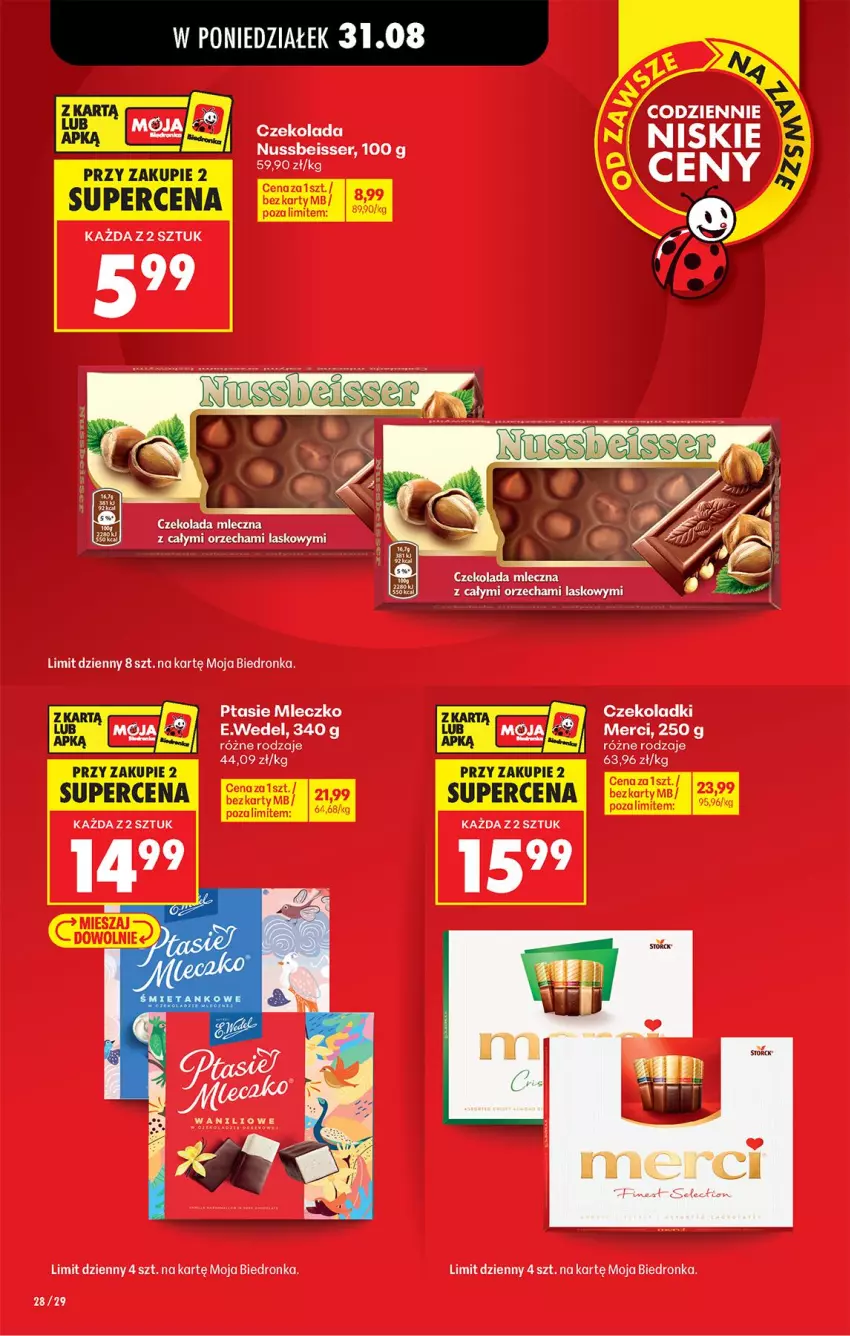 Gazetka promocyjna Biedronka - Od Poniedziałku - ważna 31.08 do 05.09.2026 - strona 28 - produkty: Czekolada, Merci, Mleczko, Ptasie mleczko, Ser