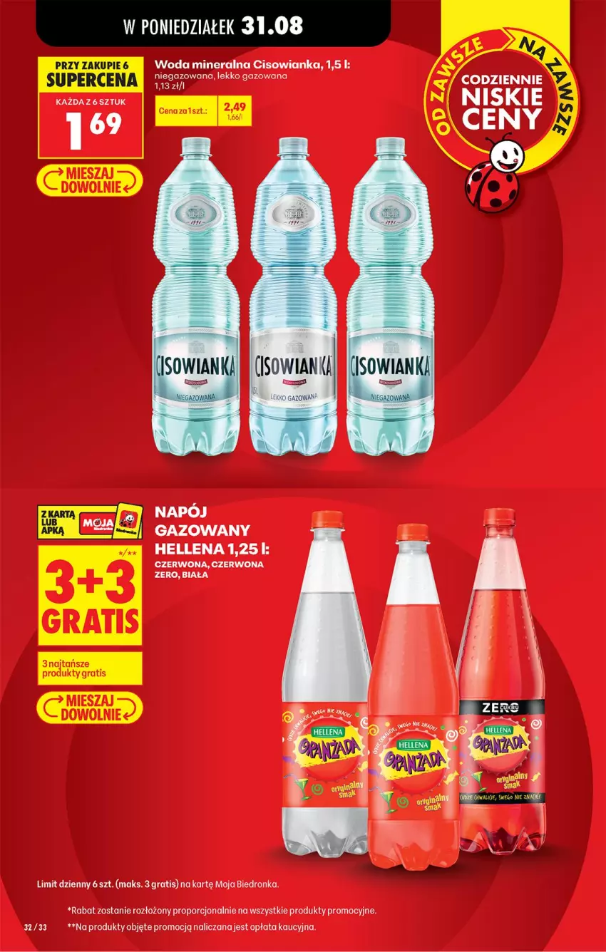 Gazetka promocyjna Biedronka - Od Poniedziałku - ważna 31.08 do 05.09.2026 - strona 32 - produkty: Cisowianka, Gra, Hellena, Napój, Por, Woda, Woda mineralna