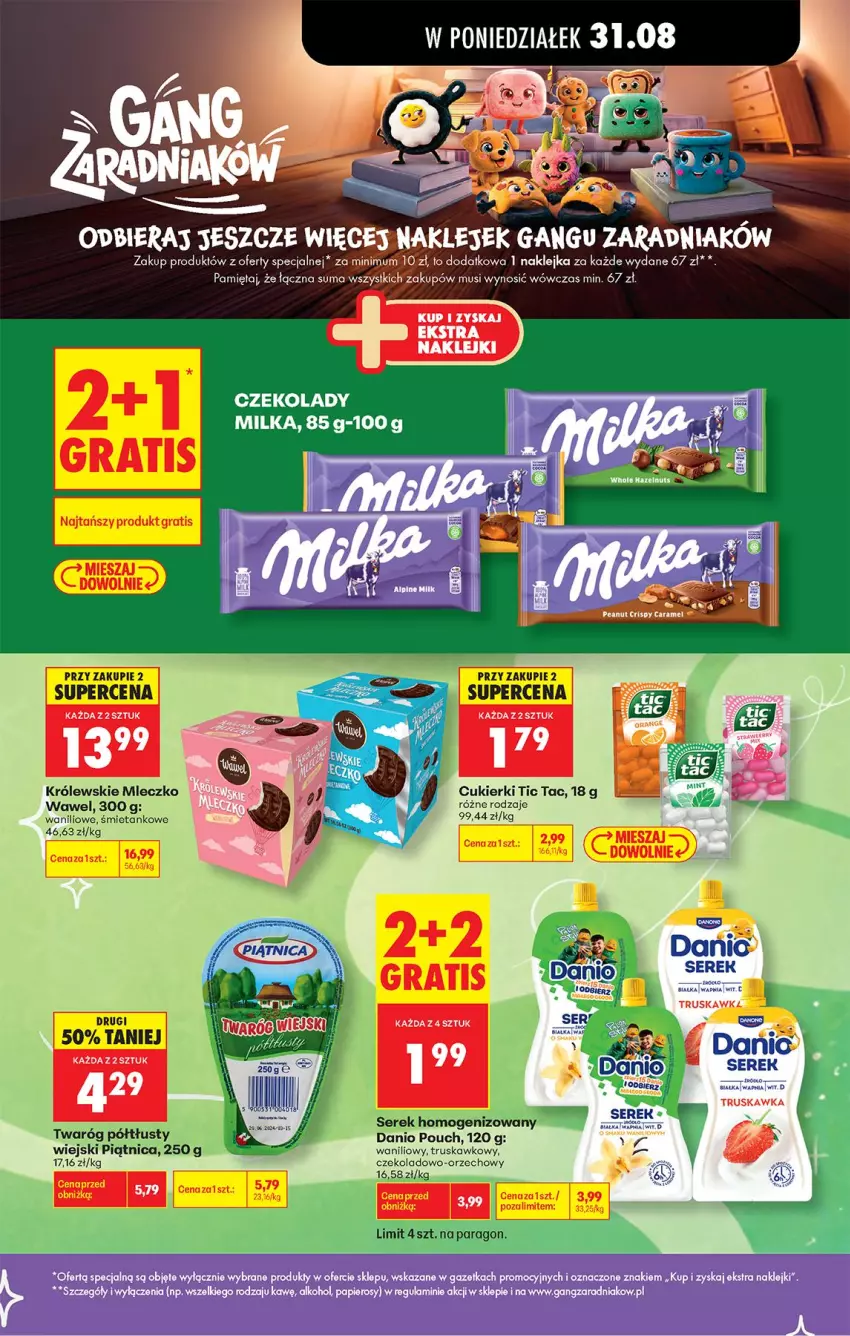 Gazetka promocyjna Biedronka - Od Poniedziałku - ważna 31.08 do 05.09.2026 - strona 47 - produkty: Cukier, Cukierki, Danio, Gra, Klej, Królewski, Królewskie Mleczko, Mięta, Milka, Mleczko, Mus, Papier, Piątnica, Ser, Serek, Serek homogenizowany, Twaróg, Twaróg półtłusty, Wawel