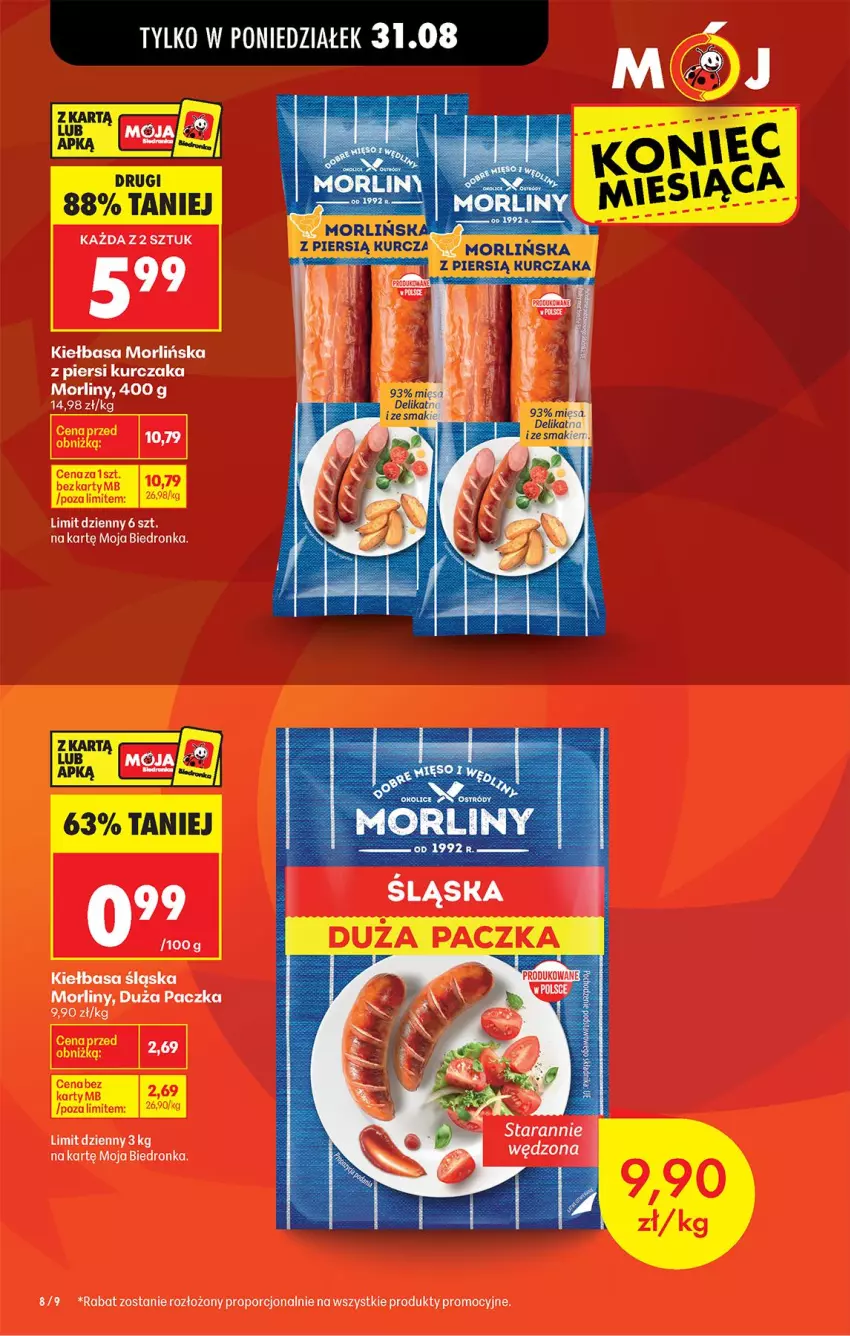 Gazetka promocyjna Biedronka - Od Poniedziałku - ważna 31.08 do 05.09.2026 - strona 8 - produkty: Kiełbasa, Kiełbasa śląska, Kurczak, LG, Morliny, Por