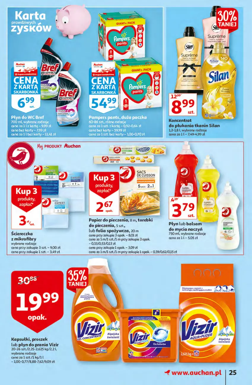 Gazetka promocyjna Auchan - przeNISKIE CENY z Maxi Pakami Hipermarkety - ważna 20.01 do 26.01.2022 - strona 25 - produkty: Bref, Do mycia naczyń, Fa, Pampers, Papier, Papier do pieczenia, Piec, Płyn do prania, Płyn do wc, Torebki do pieczenia, Vizir