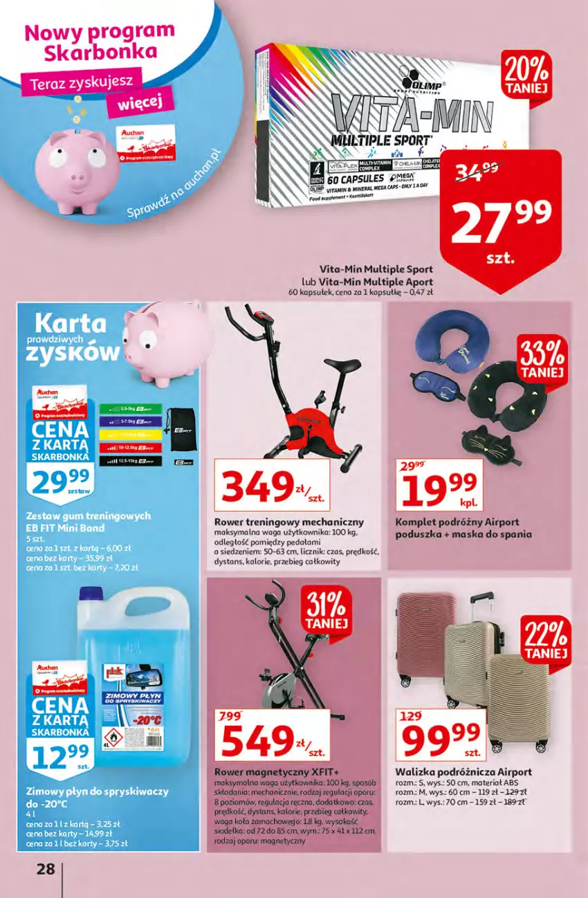 Gazetka promocyjna Auchan - przeNISKIE CENY z Maxi Pakami Hipermarkety - ważna 20.01 do 26.01.2022 - strona 28 - produkty: Gra, Maska, Maska do spania, Poduszka, Por, Rower, Sport, Vita-Min, Waga, Walizka