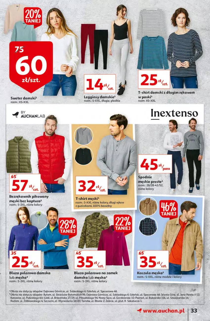 Gazetka promocyjna Auchan - przeNISKIE CENY z Maxi Pakami Hipermarkety - ważna 20.01 do 26.01.2022 - strona 33 - produkty: Acer, Bluza, Bluza polarowa, Cars, Gin, Kosz, Koszula, Legginsy, Spodnie, Sweter, T-shirt