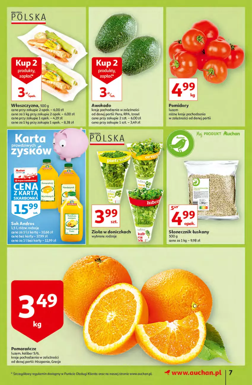 Gazetka promocyjna Auchan - przeNISKIE CENY z Maxi Pakami Hipermarkety - ważna 20.01 do 26.01.2022 - strona 7 - produkty: Pomarańcze, Pomidory