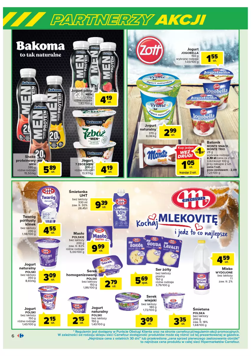 Gazetka promocyjna Carrefour - Gazetka Marki znane i lubiane - ważna 07.02 do 25.02.2023 - strona 6 - produkty: Bakoma, Bell, Bella, Jogobella, Jogurt, Jogurt naturalny, Kawa, Kosz, Masło, Mleko, Monte, Ser, Serek, Twaróg