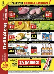 Gazetka promocyjna Delikatesy Centrum - Gazetka - ważna od 28.08 do 28.08.2024 - strona 1 - produkty: Piwo, Kurczak, Ser, Big Milk, Tera, Lody, Ser Królewiecki, Winogrona, Morliny, Feta, Wino, Kiełbasa, Mleko, LG, Fa